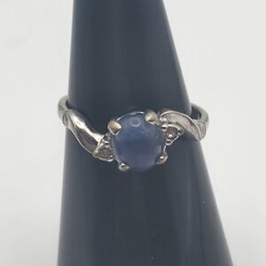 Vintage Vargas 18K White Gold HGE Blue Glass & Clear CZ Ring (8)